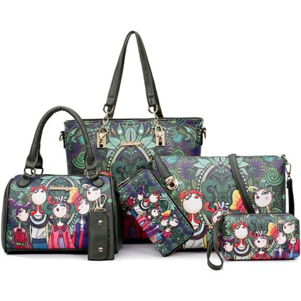 6 Pieces Designer Purses and Handbags for Women Satchel Shoulder Bag Tote